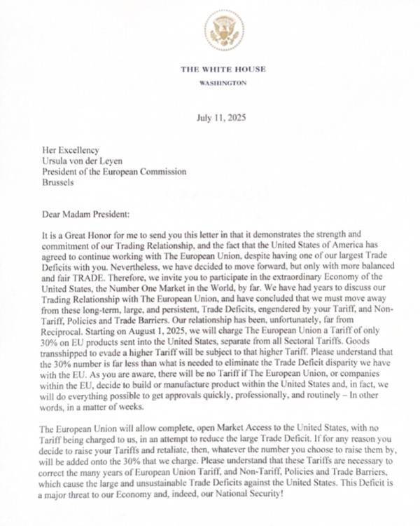 世界杯赛程
_冯德莱恩回应特朗普加征30%关税:必要时将对等反制